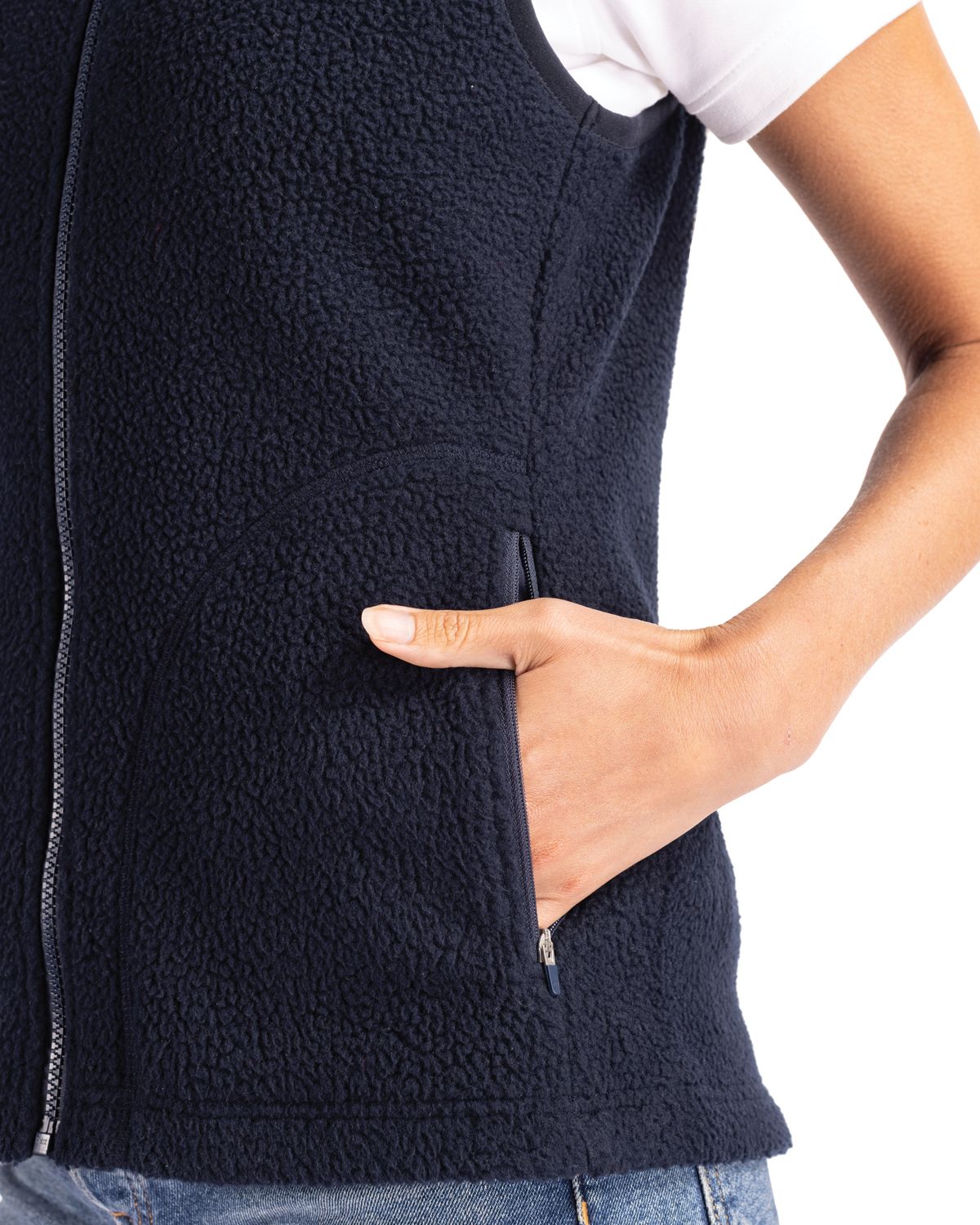 Cutter & Buck Women's Cascade Epic Comfort Recycled Sherpa Fleece Full Zip Vest-6