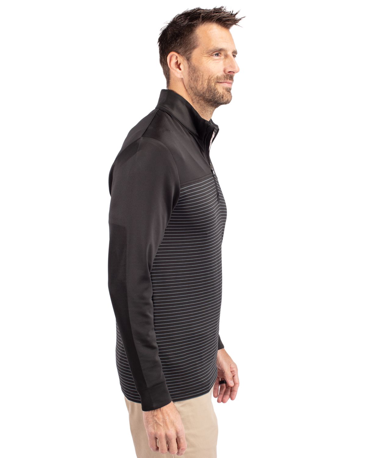 Cutter & Buck Men's Traverse Big & Tall Stripe Quarter Zip Pullover-12