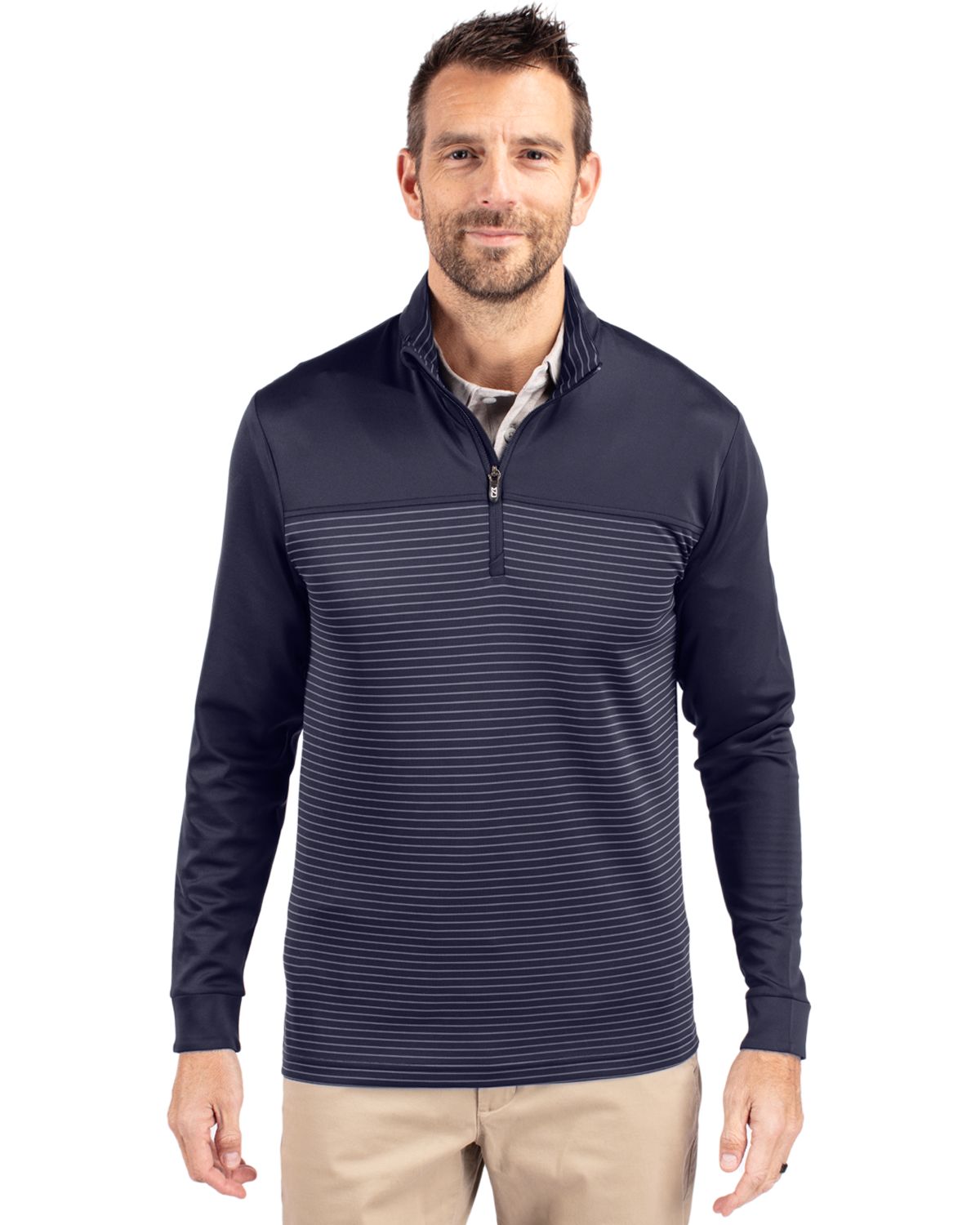 Cutter & Buck Men's Traverse Big & Tall Stripe Quarter Zip Pullover-8