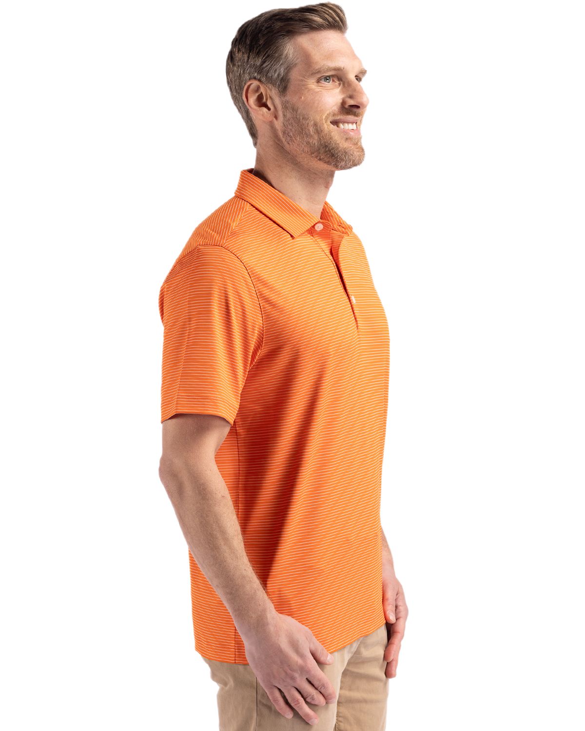 Cutter & Buck Men's Forge Recycled Fine Line Stripe Four-Way Stretch Polo-3