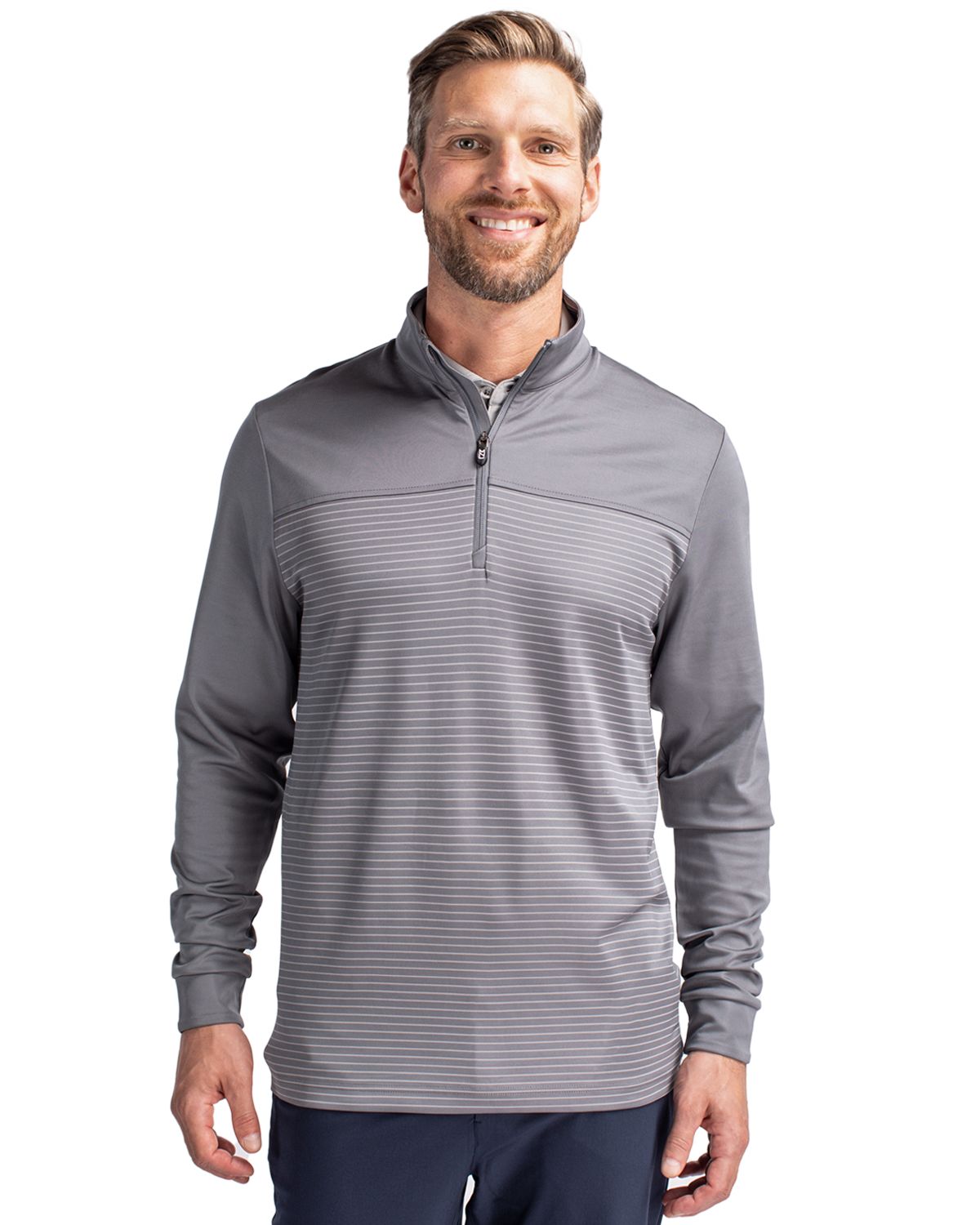 Cutter & Buck Men's Traverse Stripe Quarter Zip Pullover-5