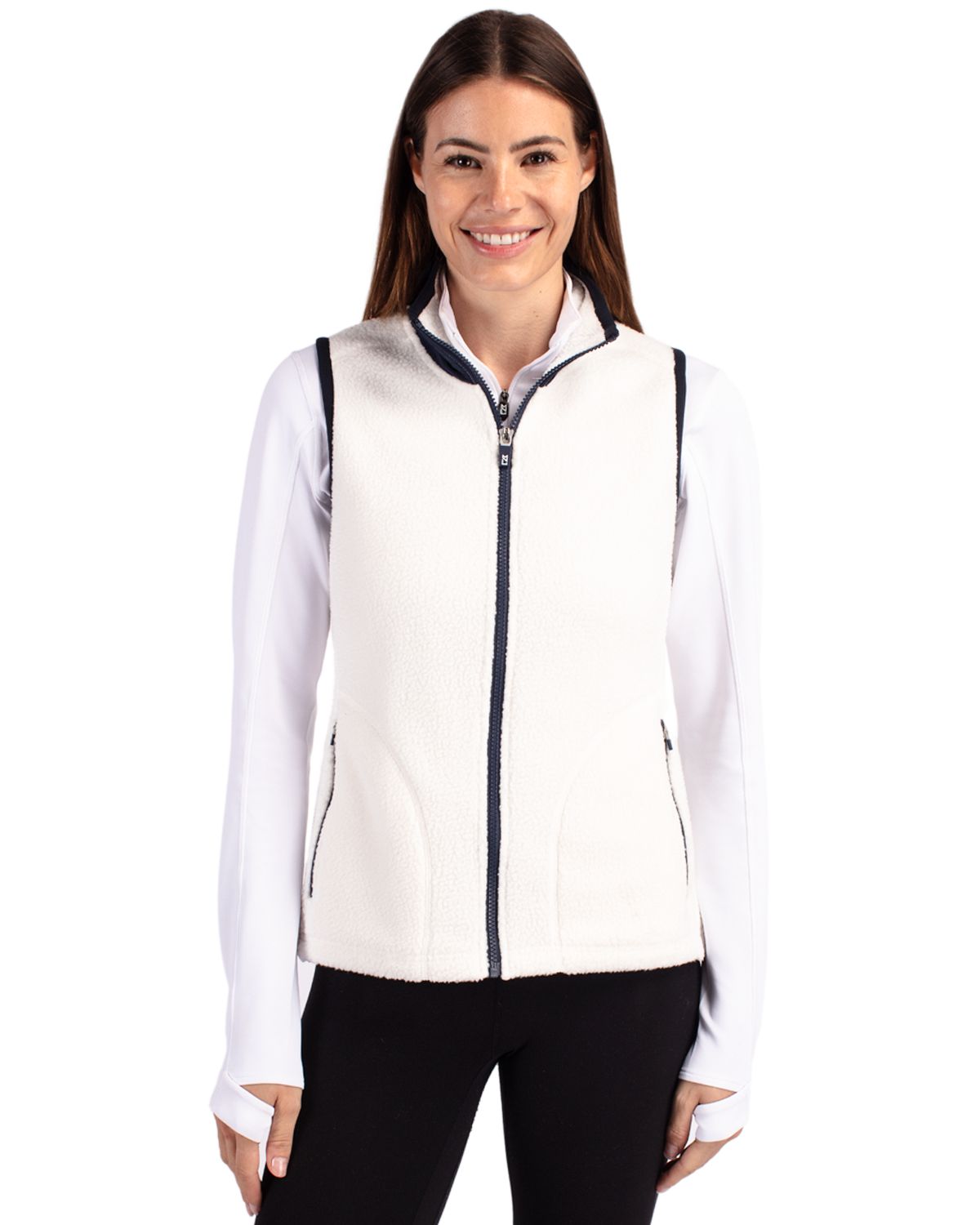 Cutter & Buck Women's Cascade Epic Comfort Recycled Sherpa Fleece Full Zip Vest-4
