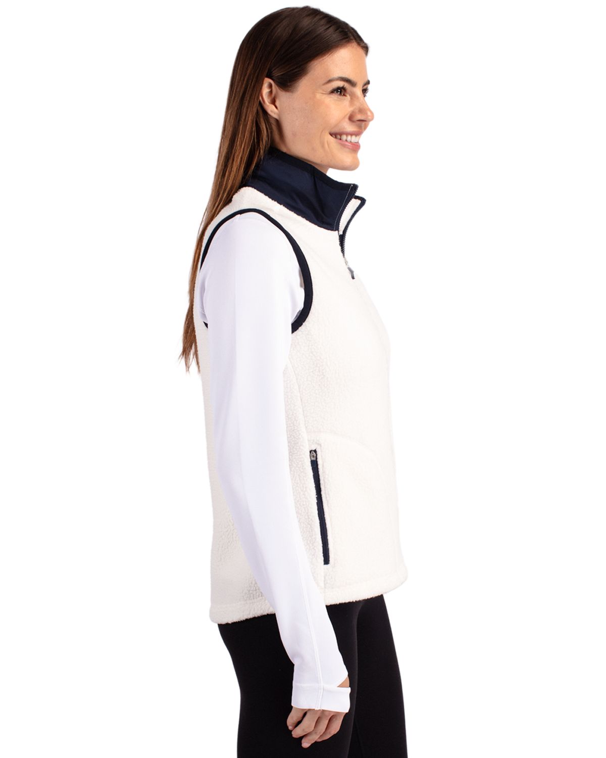 Cutter & Buck Women's Cascade Epic Comfort Recycled Sherpa Fleece Full Zip Vest-6