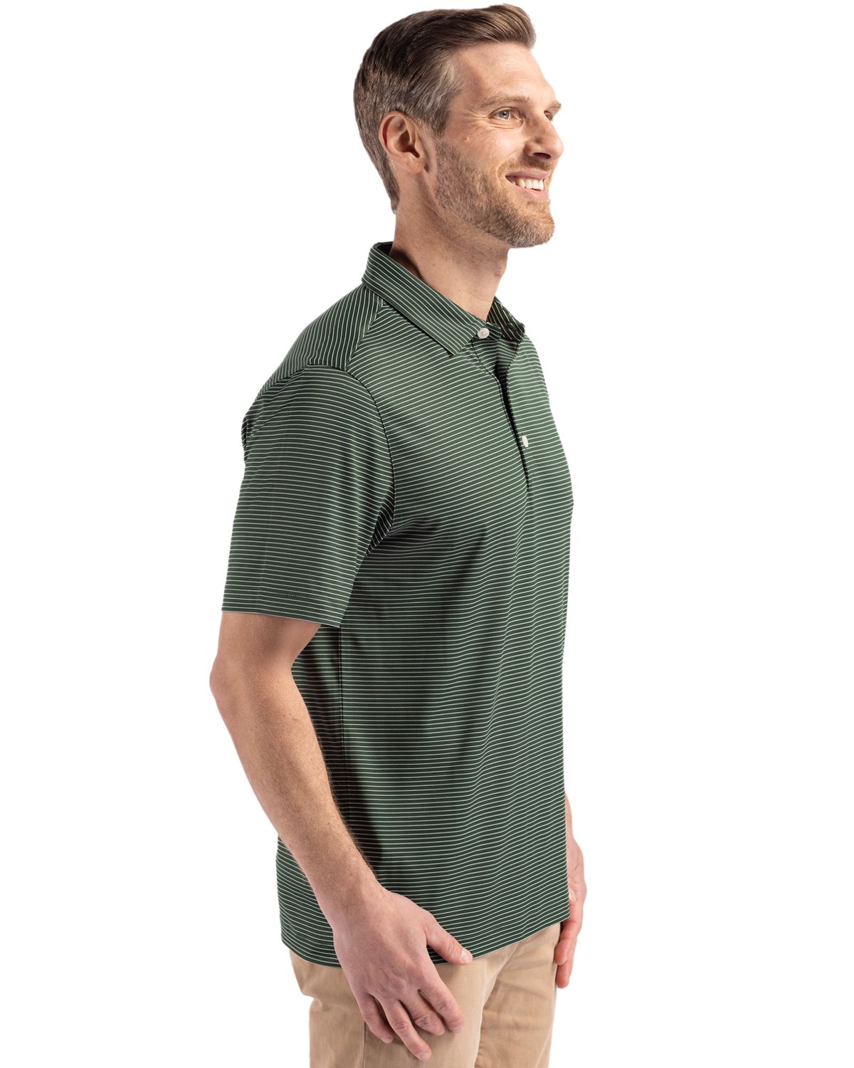 Cutter & Buck Men's Forge Recycled Fine Line Stripe Four-Way Stretch Polo-6