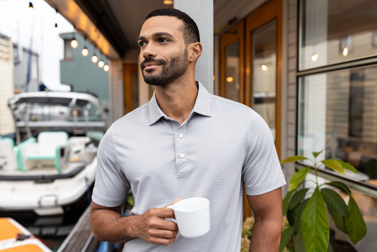 Cutter & Buck Men's Forge Recycled Fine Line Stripe Four-Way Stretch Polo-4