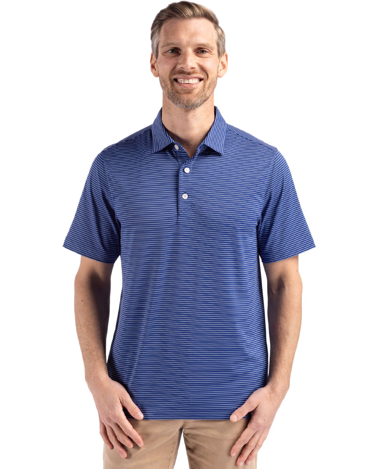 Cutter & Buck Men's Forge Recycled Fine Line Stripe Four-Way Stretch Polo-4