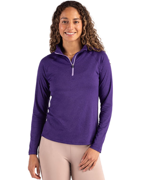 Cutter & Buck Women's Coastline Recycled Double Peached Quarter Zip Pullover-1