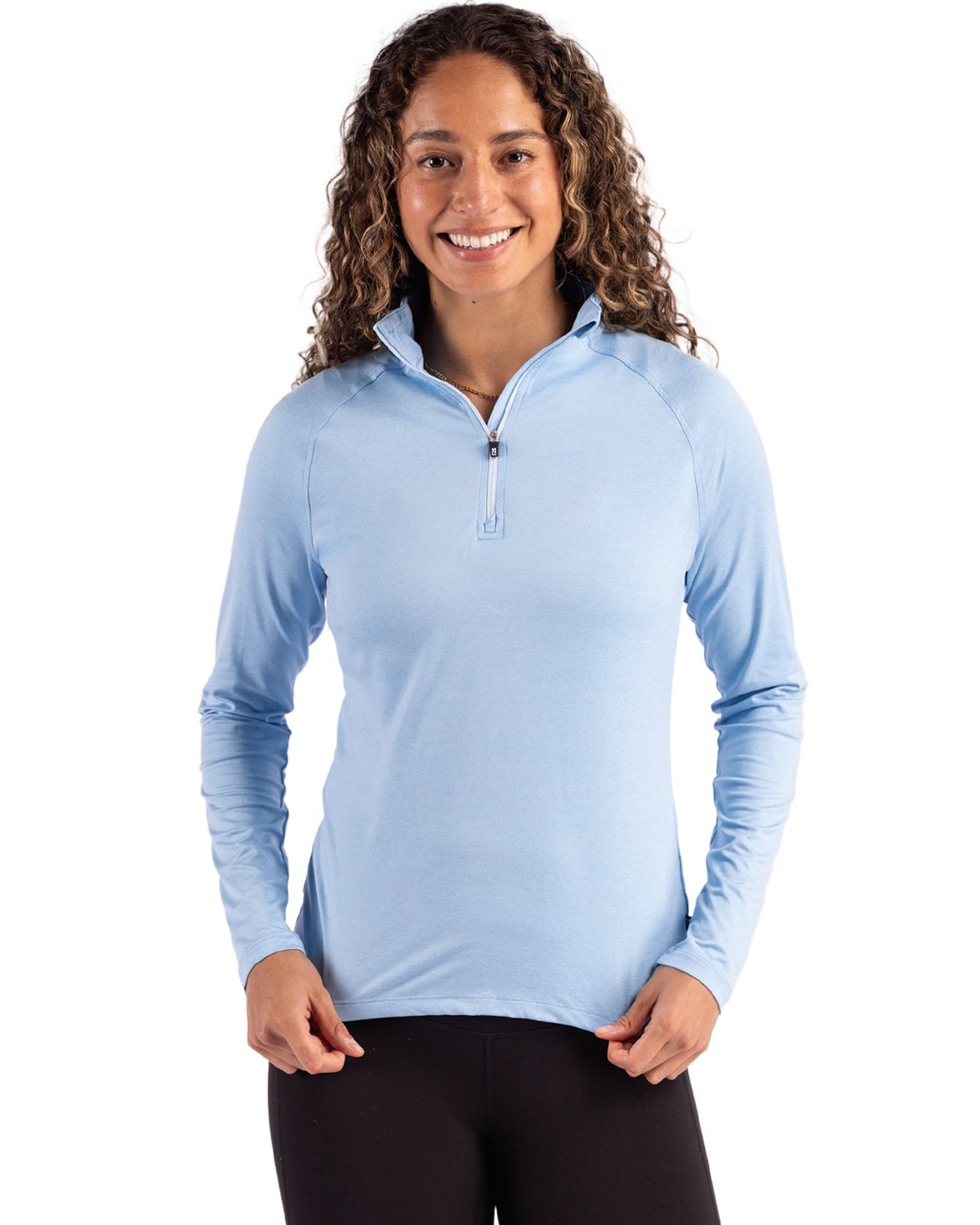 Cutter & Buck Women's Coastline Recycled Double Peached Quarter Zip Pullover-1