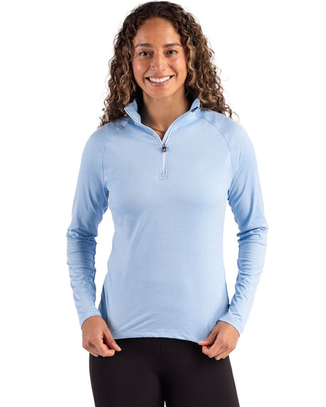 Cutter & Buck Women's Coastline Recycled Double Peached Quarter Zip Pullover-1