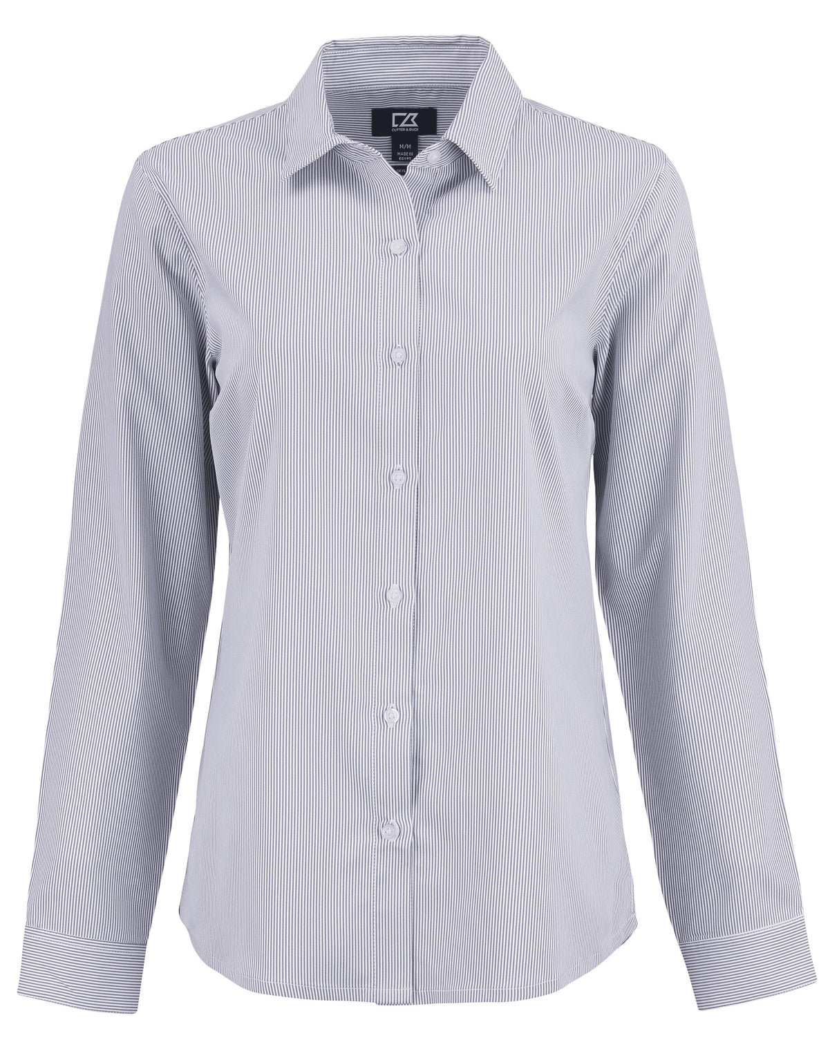 Cutter & Buck Women's Skyline Recycled Pinstripe Long Sleeve Spread Collar Dress Shirt-3