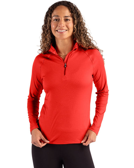 Cutter & Buck Women's Coastline Recycled Double Peached Quarter Zip Pullover-1