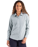 Cutter & Buck Women's Skyline Recycled Pinstripe Long Sleeve Spread Collar Dress Shirt-2