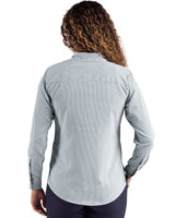 Cutter & Buck Women's Skyline Recycled Pinstripe Long Sleeve Spread Collar Dress Shirt-3