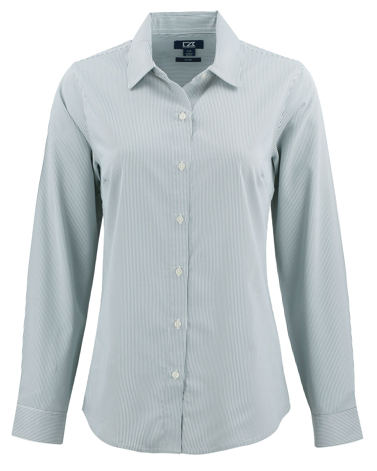 Cutter & Buck Women's Skyline Recycled Pinstripe Long Sleeve Spread Collar Dress Shirt-5