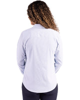 Cutter & Buck Women's Skyline Recycled Pinstripe Long Sleeve Spread Collar Dress Shirt-2