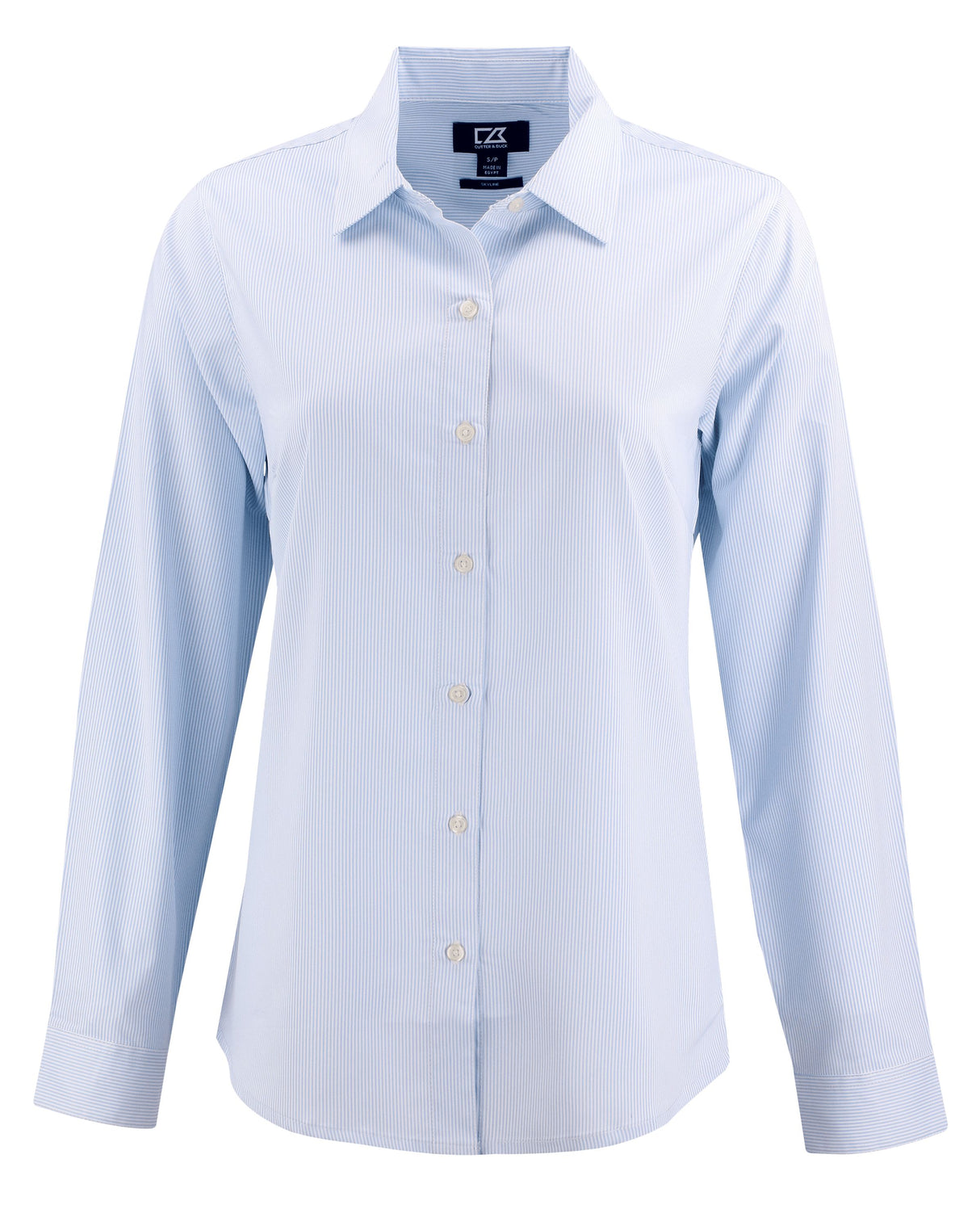 Cutter & Buck Women's Skyline Recycled Pinstripe Long Sleeve Spread Collar Dress Shirt-4