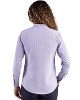 Cutter & Buck Women's Skyline Recycled Pinstripe Long Sleeve Spread Collar Dress Shirt-2