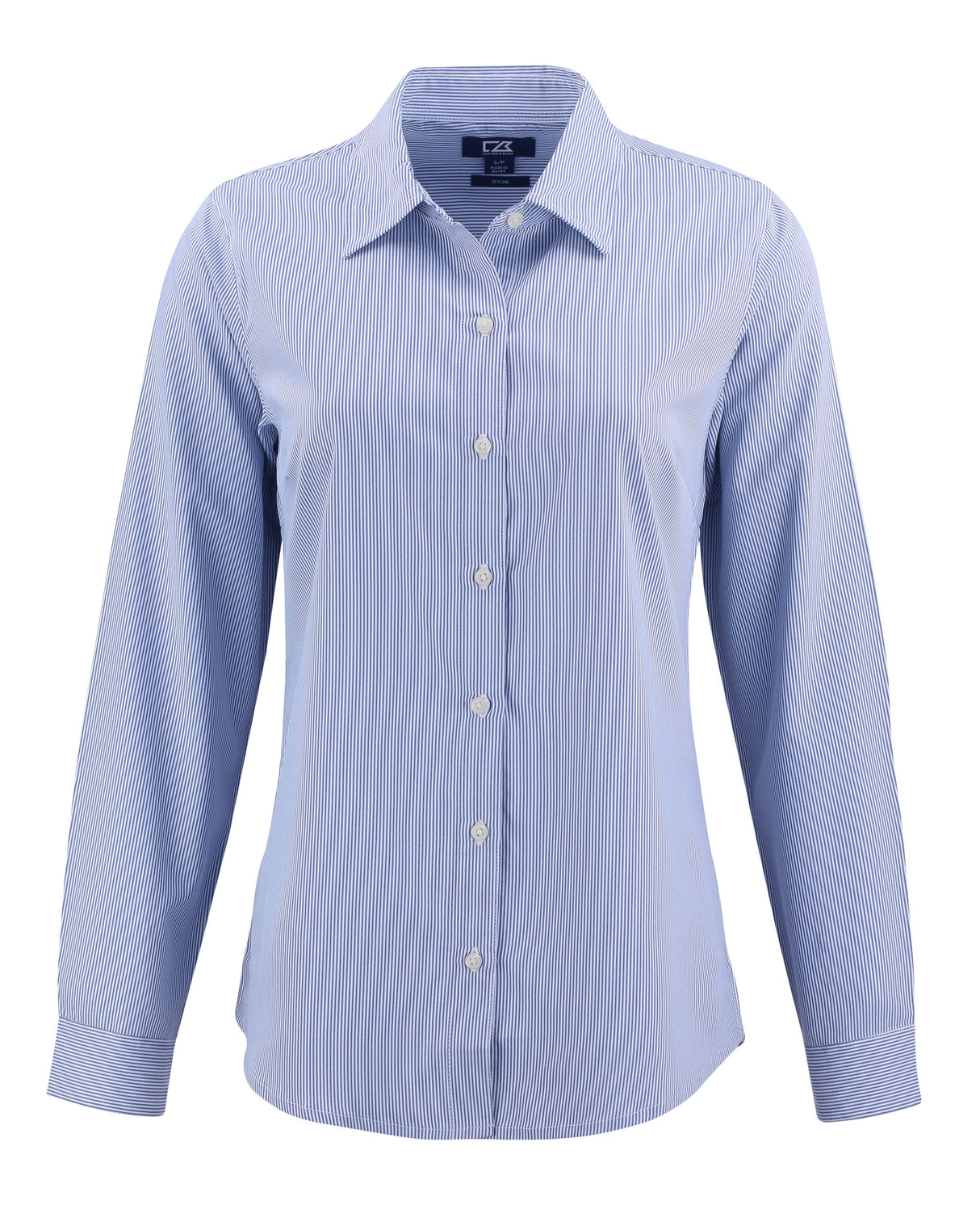 Cutter & Buck Women's Skyline Recycled Pinstripe Long Sleeve Spread Collar Dress Shirt-4