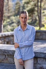 Cutter & Buck Women's Skyline Recycled Pinstripe Long Sleeve Spread Collar Dress Shirt-10