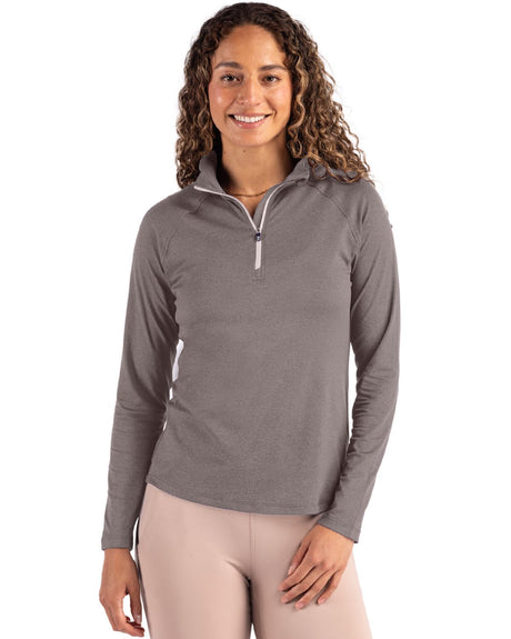 Cutter & Buck Women's Coastline Recycled Double Peached Quarter Zip Pullover-1