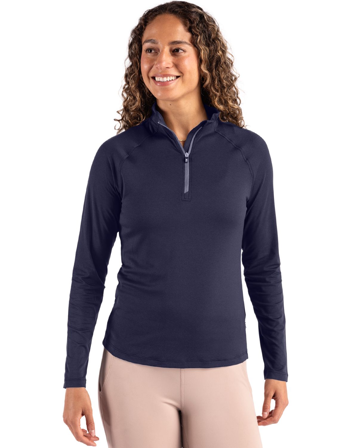 Cutter & Buck Women's Coastline Recycled Double Peached Quarter Zip Pullover-2
