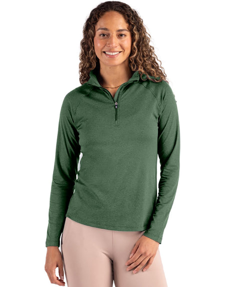 Cutter & Buck Women's Coastline Recycled Double Peached Quarter Zip Pullover-1