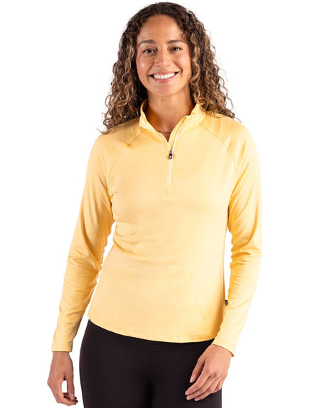 Cutter & Buck Women's Coastline Recycled Double Peached Quarter Zip Pullover-1