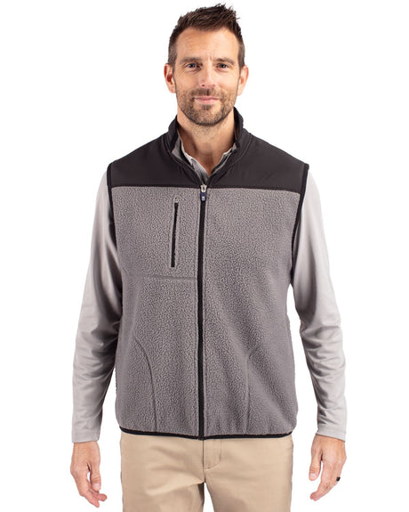 Cutter & Buck Men's Cascade Epic Comfort Recycled Sherpa Fleece Full Zip Vest-1