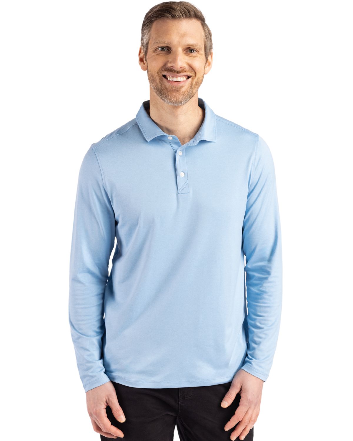 Cutter & Buck Men's Coastline Recycled Double Peached Long Sleeve Polo-2