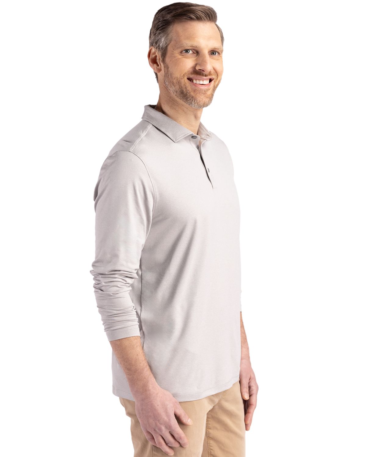 Cutter & Buck Men's Coastline Recycled Double Peached Long Sleeve Polo-2