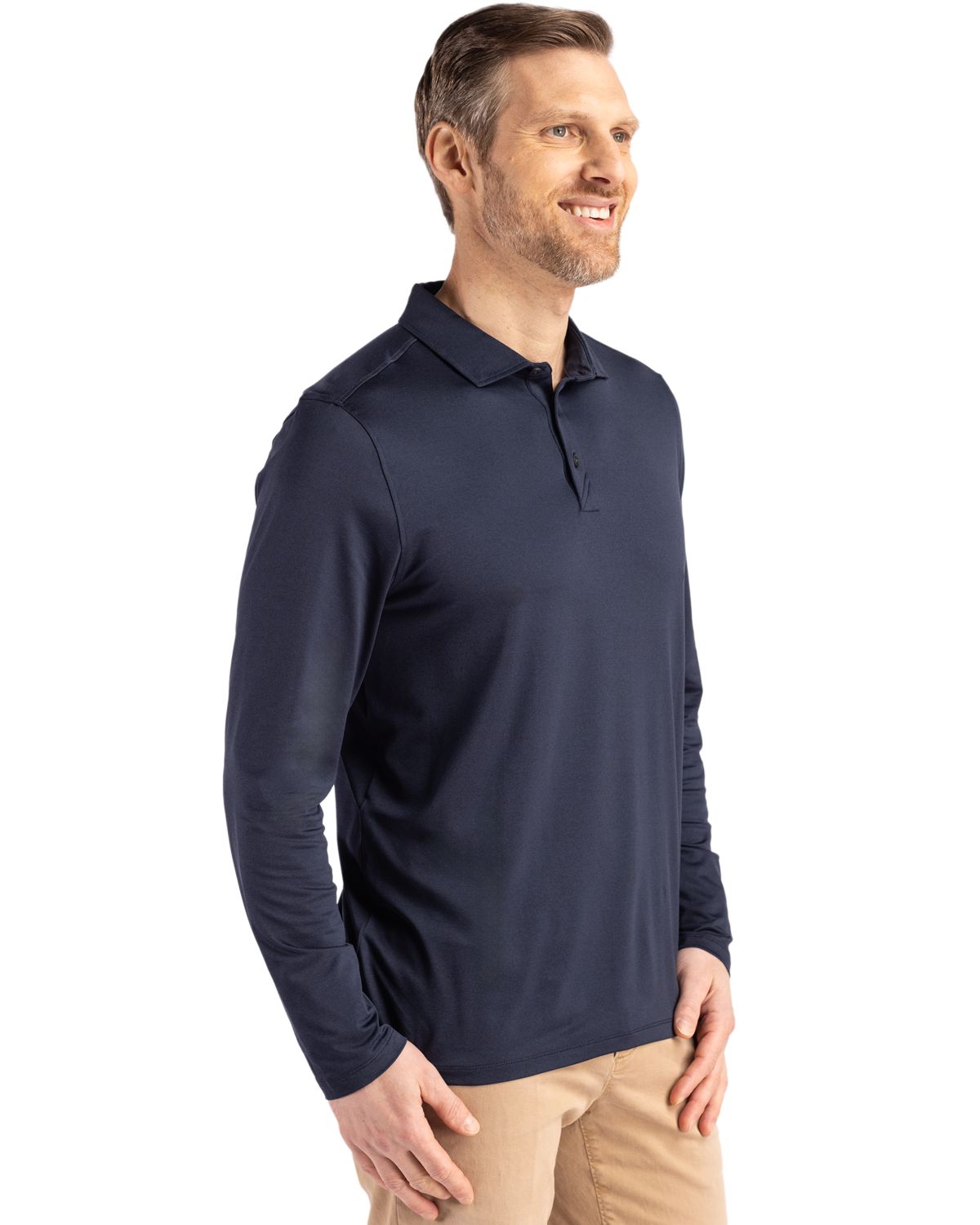 Cutter & Buck Men's Coastline Recycled Double Peached Long Sleeve Polo-3