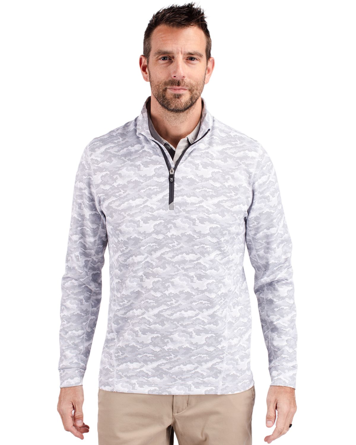 Cutter & Buck Men's Traverse Camo Quarter Zip Pullover-6