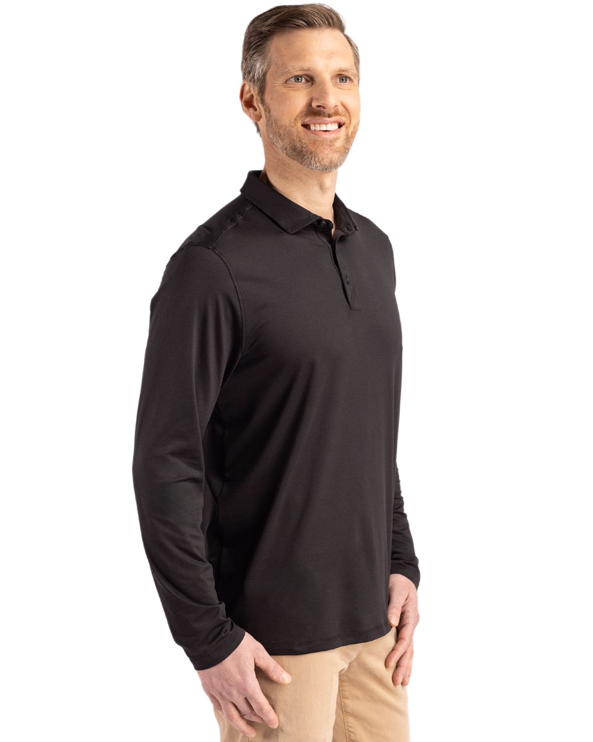 Cutter & Buck Men's Coastline Recycled Double Peached Long Sleeve Polo-4