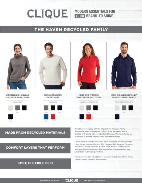 Clique Men's Haven Recycled Full Zip Hooded Sweatshirt-1
