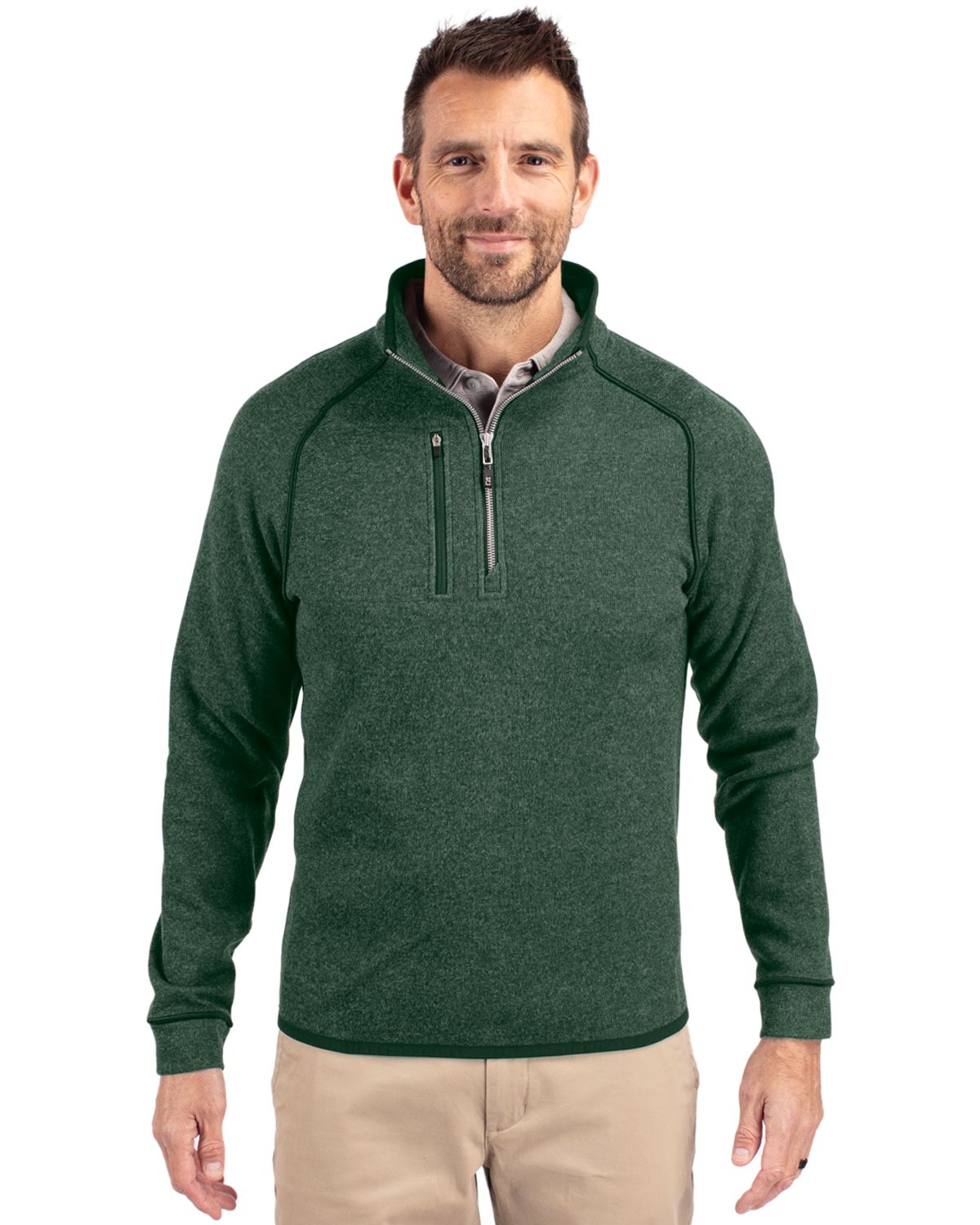 Cutter & Buck Men's Mainsail Sweater-Knit Half Zip Jacket-7