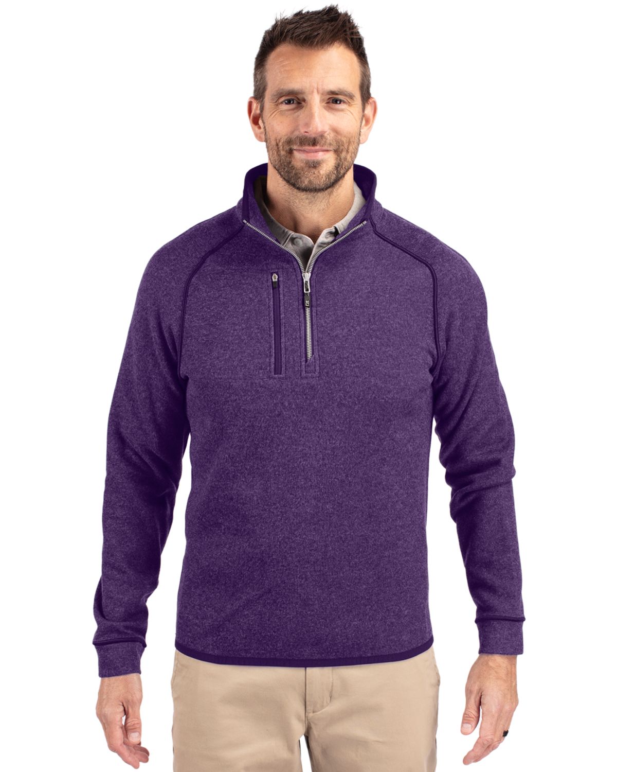 Cutter & Buck Men's Mainsail Sweater-Knit Half Zip Jacket-2