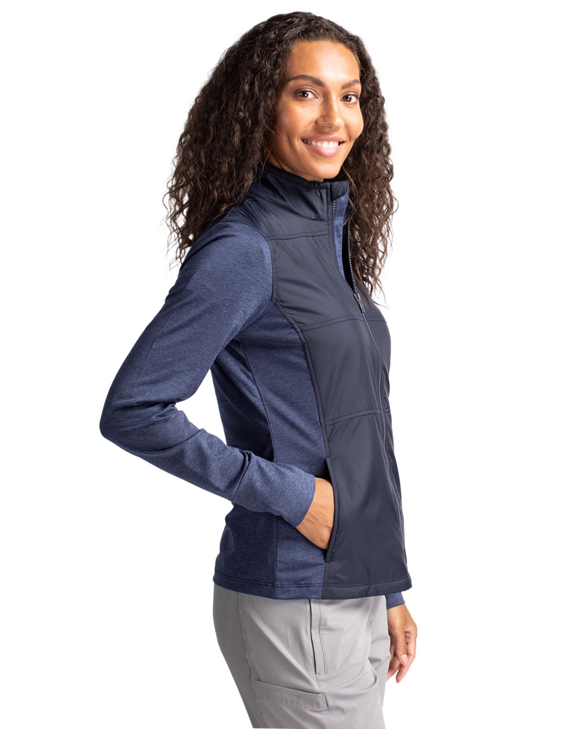 Cutter & Buck Women's Stealth Recycled Hybrid Quilted Windbreaker Jacket-5