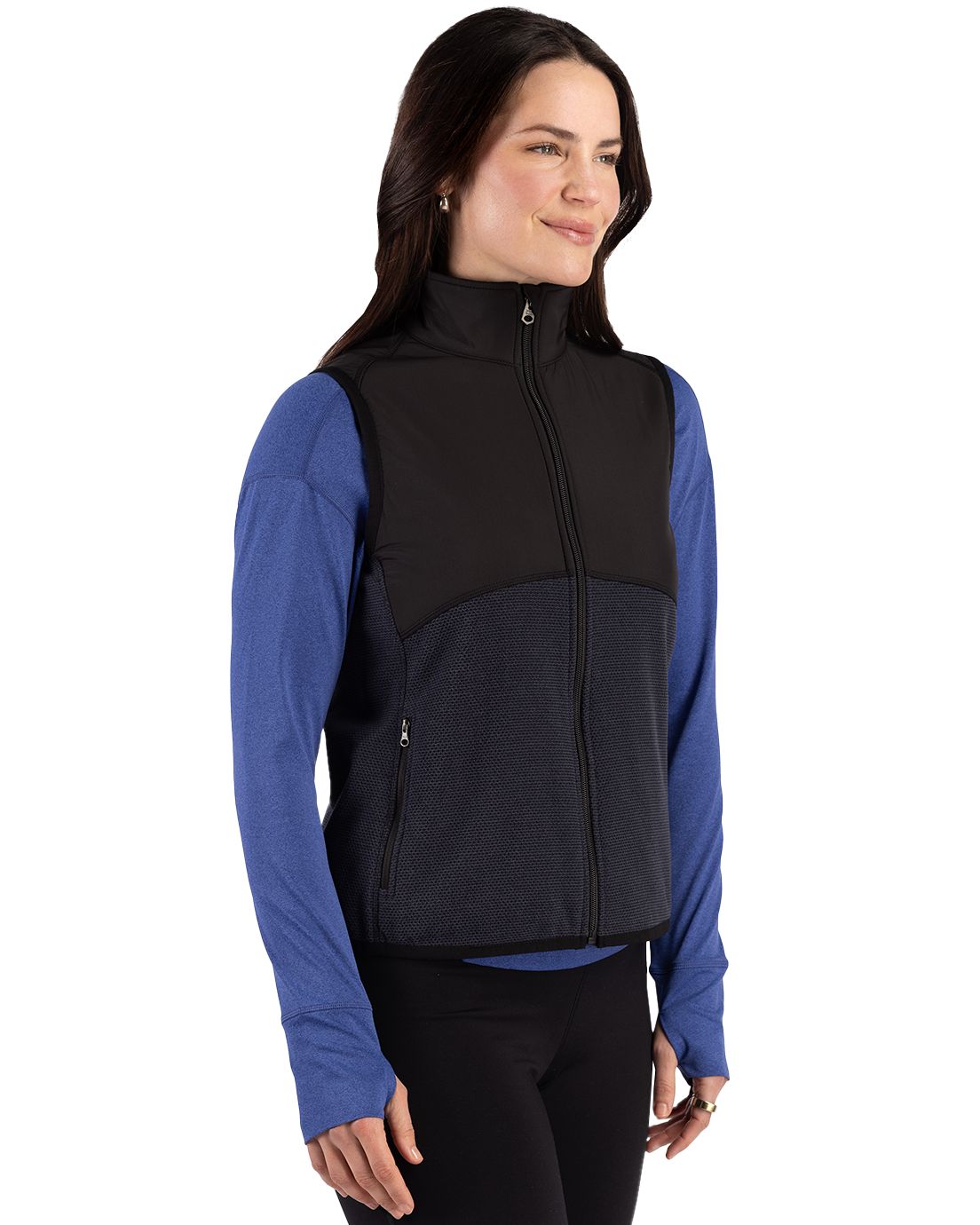 Cutter & Buck Women's Hunts Point Recycled Fleece Hybrid Full Zip Vest-6