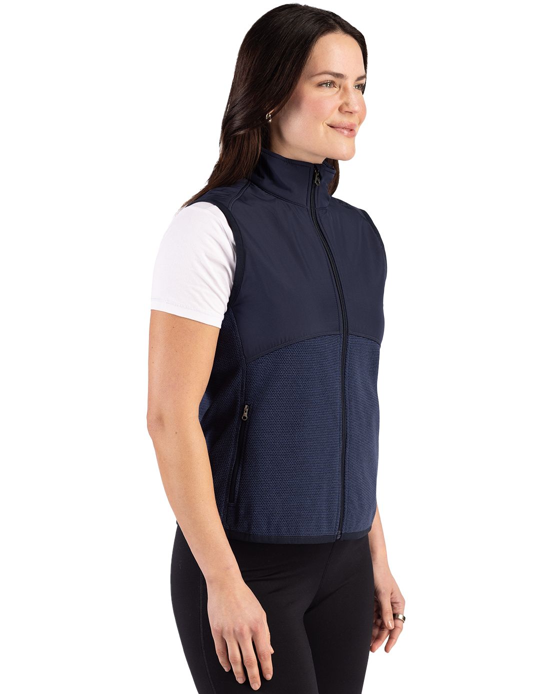 Cutter & Buck Women's Hunts Point Recycled Fleece Hybrid Full Zip Vest-6