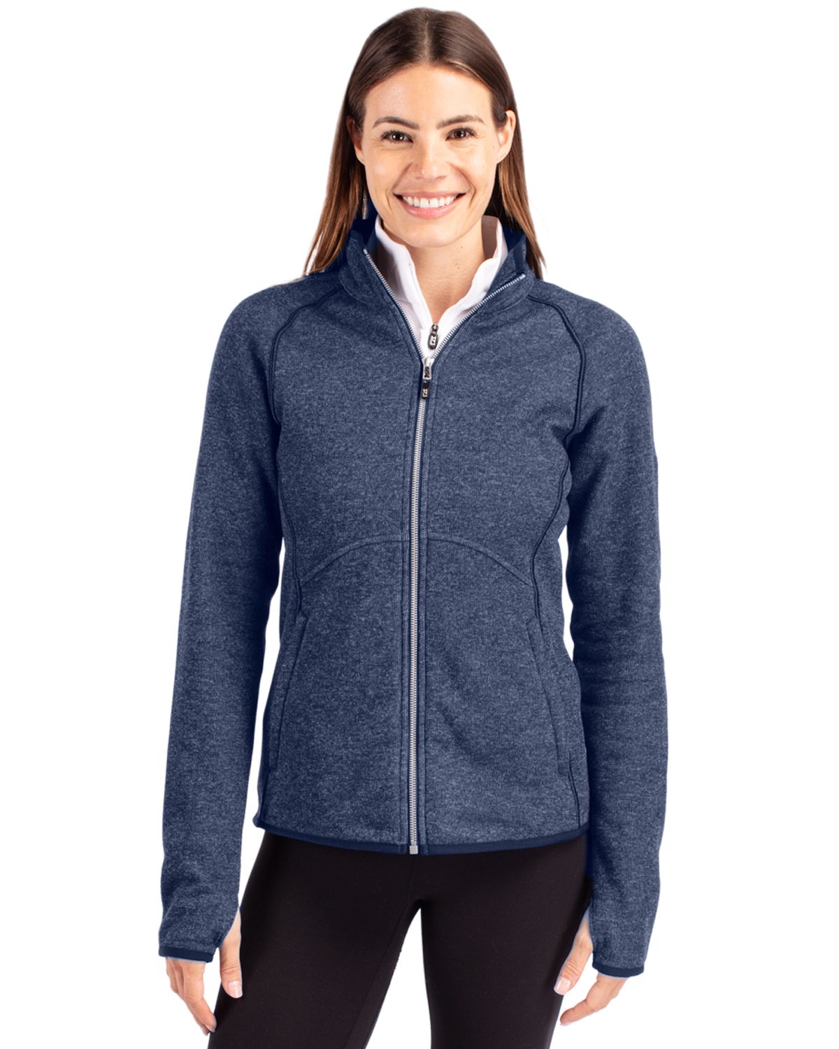 Cutter & Buck Women's Mainsail Sweater-Knit Full Zip Jacket-1