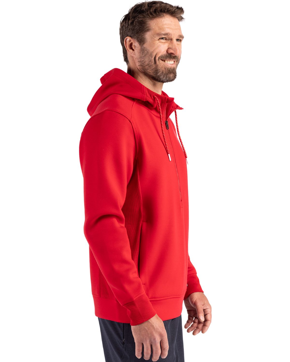 Cutter & Buck Men's Roam Recycled Buttery-Soft Knit Half Zip Hooded Pullover-3
