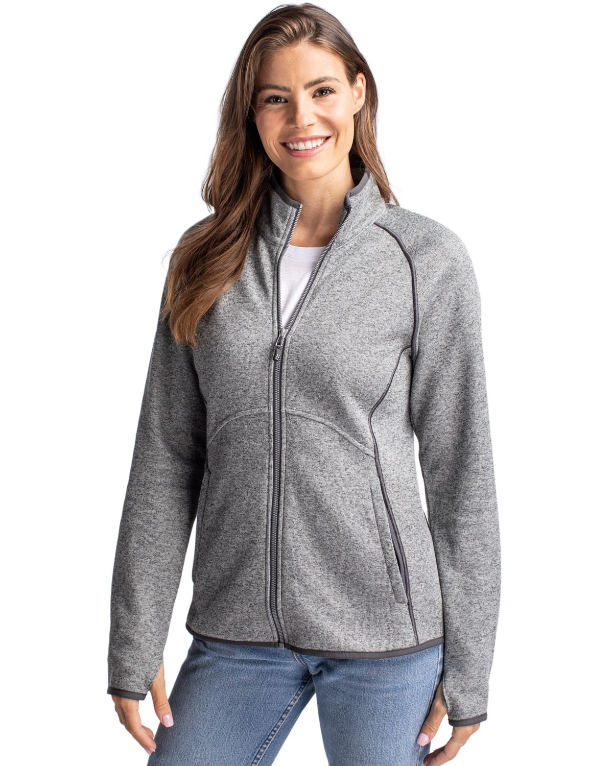 Cutter & Buck Women's Mainsail Sweater-Knit Full Zip Jacket-5