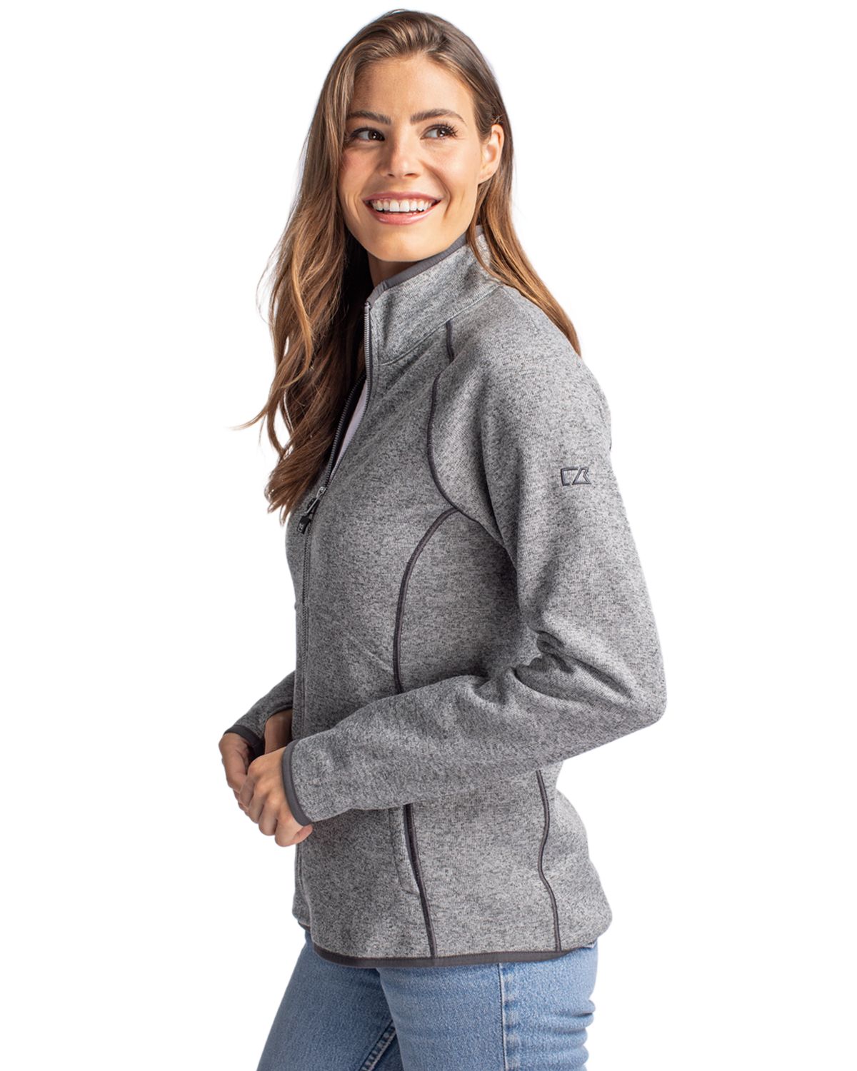 Cutter & Buck Women's Mainsail Sweater-Knit Full Zip Jacket-6