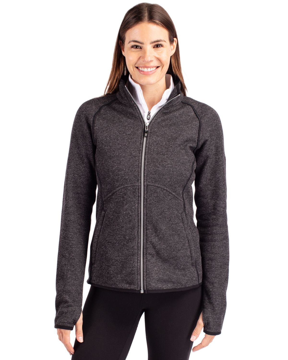 Cutter & Buck Women's Mainsail Sweater-Knit Full Zip Jacket-4