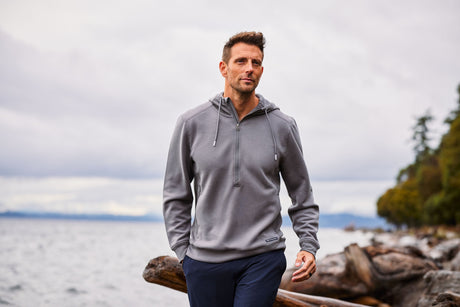 Cutter & Buck Men's Roam Recycled Buttery-Soft Knit Half Zip Hooded Pullover-1
