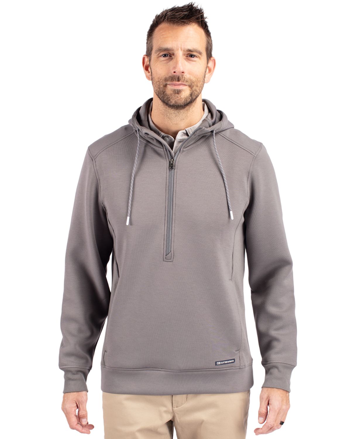 Cutter & Buck Men's Roam Recycled Buttery-Soft Knit Half Zip Hooded Pullover-5