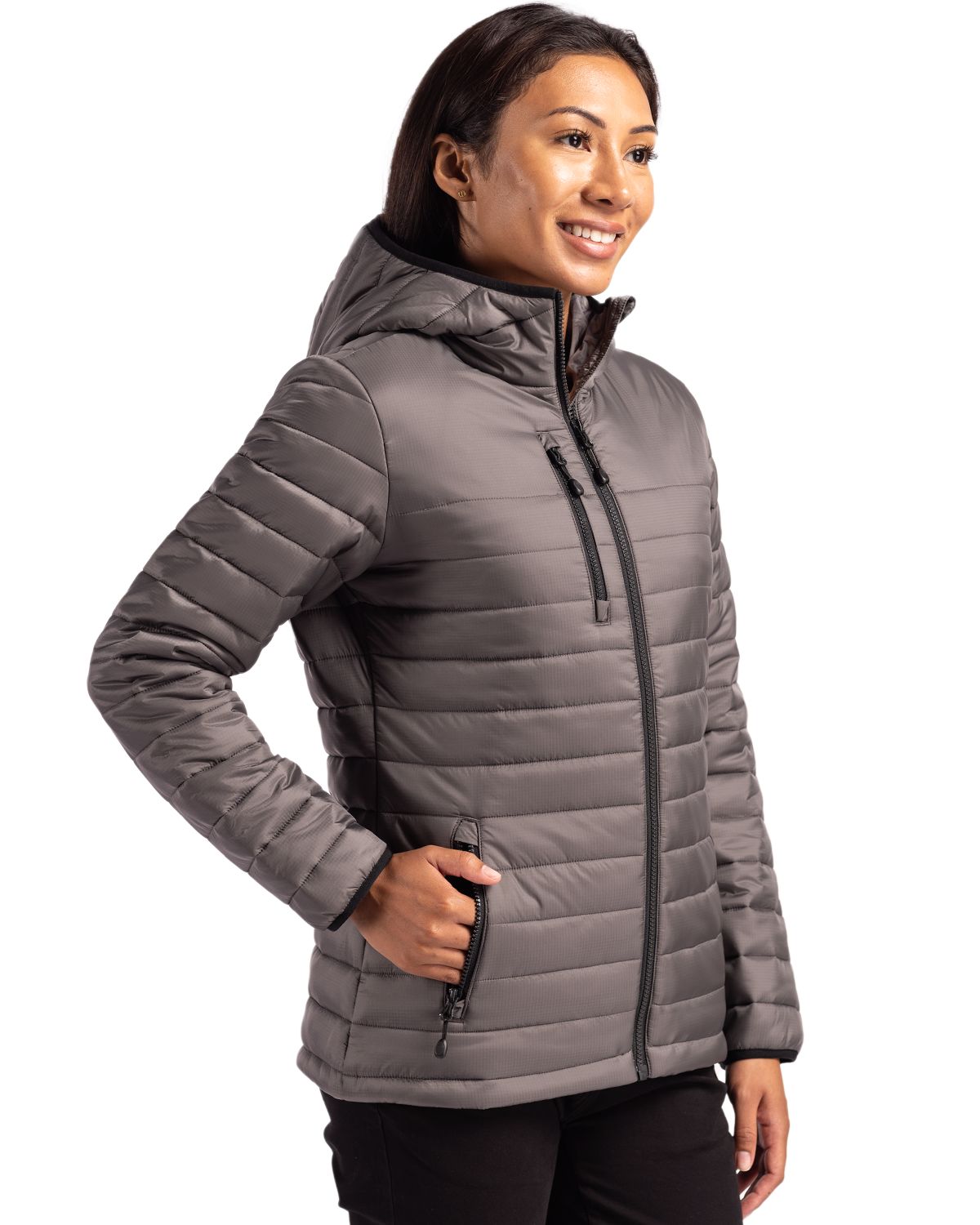 Clique Women's Valhalla Recycled Insulated Puffer Full Zip Hooded Jacket-5