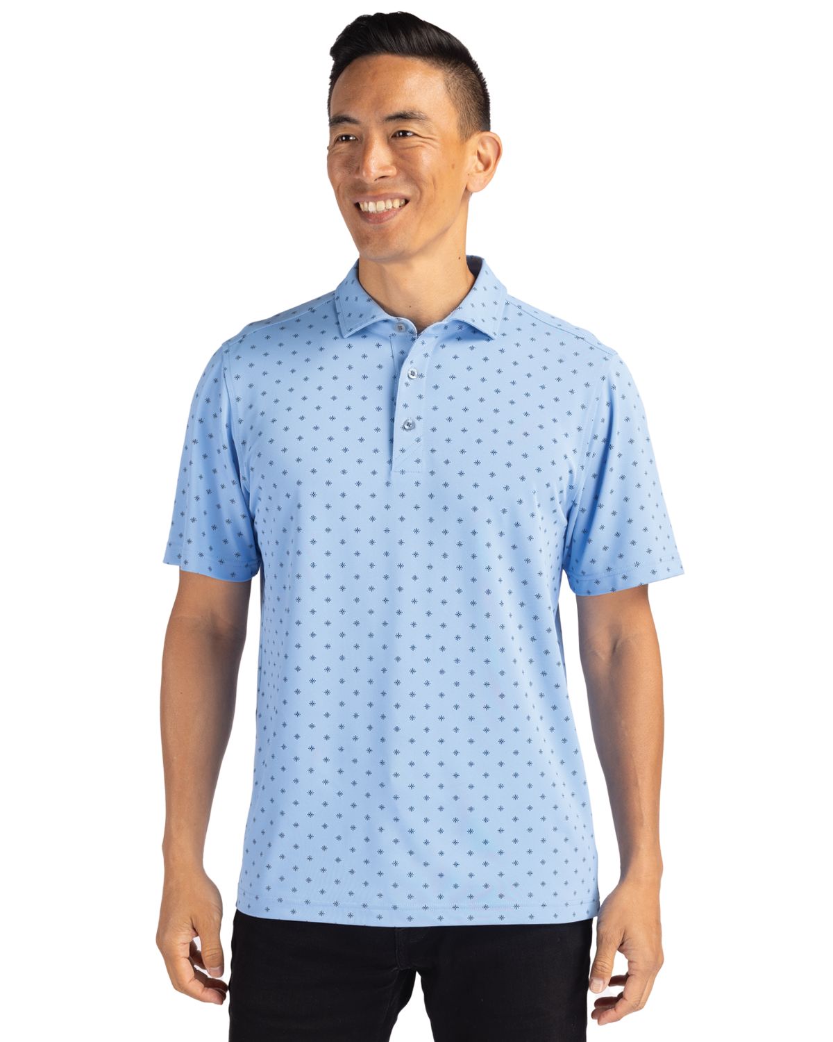 Cutter & Buck Men's Virtue Recycled Tile Print Featherlight Pique Polo-4