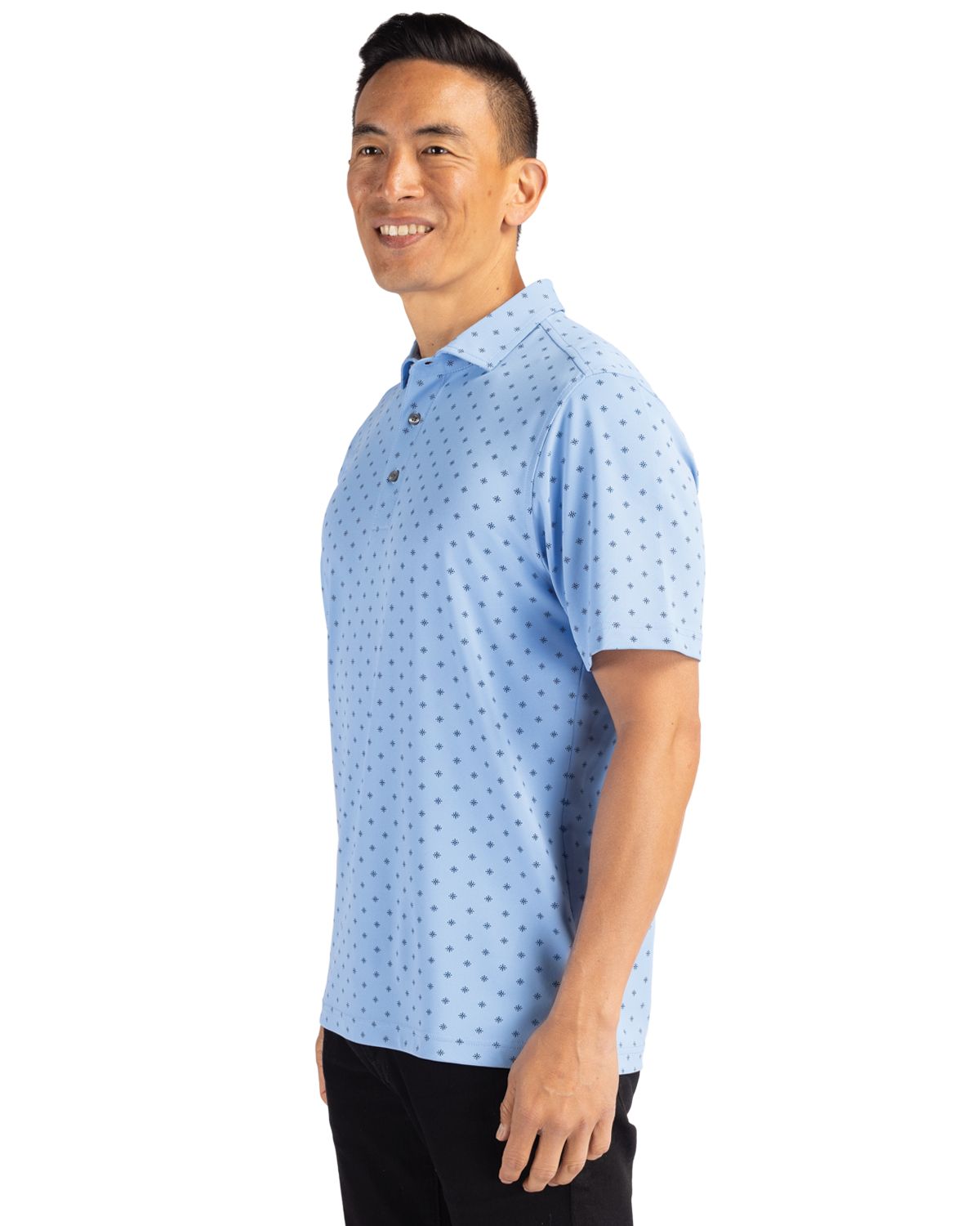 Cutter & Buck Men's Virtue Recycled Tile Print Featherlight Pique Polo-6