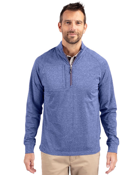 Cutter & Buck Men's Adapt Recycled Soft Knit Stretch Heathered Quarter Zip Pullover-1
